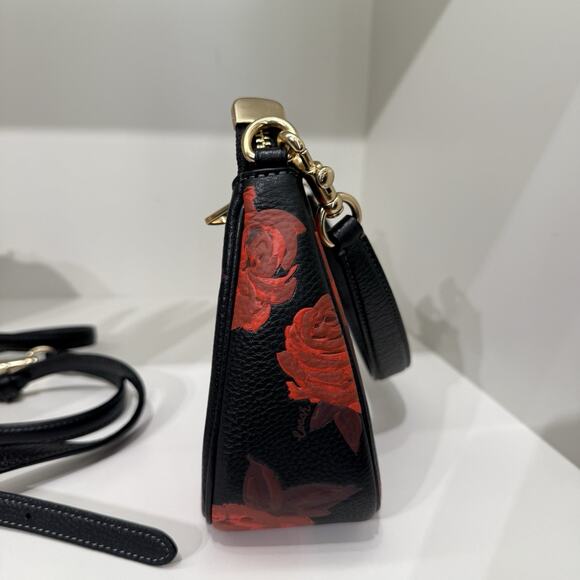 Coach Teri Shoulder Bag With Floral Print CCE28 Black/Red - Picture 4 of 9